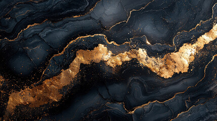 Obraz premium Elegant gold and black abstract art modern design digital artwork artistic close-up luxury concept