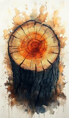 Close-up of a tree stump showing growth rings. Fantasy Tree of Growth and Freedom