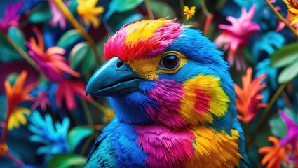 Obraz premium Animal-themed novels depicted in paint. This vibrant bird artwork highlights originality, individuality, and abstract art.