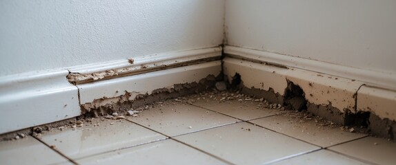 Termites infesting the wall of the house.