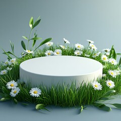 spring pedestal with daisies