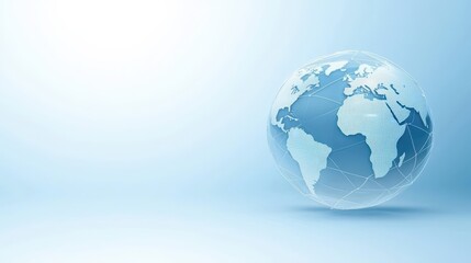 Naklejka premium Blue globe with white outlines, symbol of global connectivity and international reach