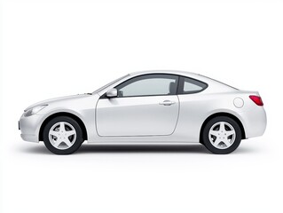 Fototapeta premium Silver Coupe Profile on White Background