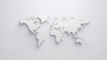 World map silhouette on a plain background showcasing continents and oceans in a minimalist design