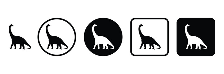 Brachiosaurus Dinosaur Silhouette Icons in Black and White
