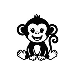 Obraz premium A cute cartoon monkey sitting with a happy expression 