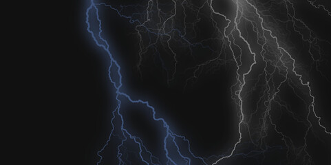 Mountainous Cumulus Clouds Boiling in the Summer Sky. White cloudiness, mist or smog overlay backgrounds. Wide sky and clouds dark tone. Dark cloud at evening sky with thunder bolt.