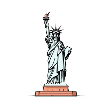 Statue of Liberty. Statue of Liberty hand-drawn comic illustration. Vector doodle style cartoon illustration