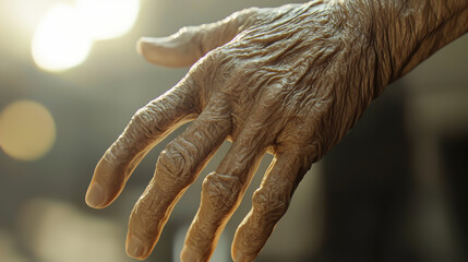 Elderly hand reaching out natural light close-up photography emotional intimate perspective aging and connection