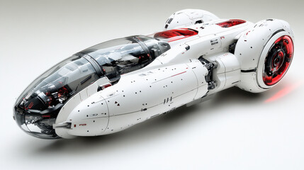 Explore a stunning futuristic spacecraft featuring sleek lines and unique aesthetics. This high-tech vehicle showcases innovative engineering and artistic creativity