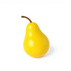  A vivid 3D yellow pear with a glossy finish, isolated on white to emphasize its natural shine and color