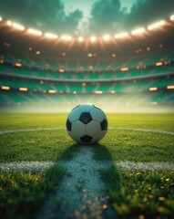 Fototapeta premium The stadium features a soccer ball.