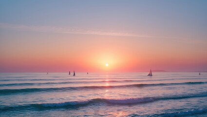 Naklejka premium Sunset above the ocean is breathtaking.