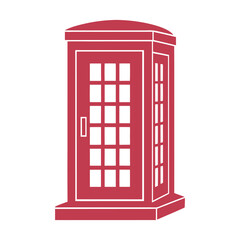 Red telephone box silhouette iconic British landmark vector design