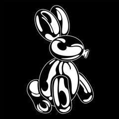 Bunny made with a balloon. Y2k retro futuristic aesthetic. Balloon animals vector cartoon illustration. Bunny cute characters. Balloon stickers. Vector children toy pet sculpture