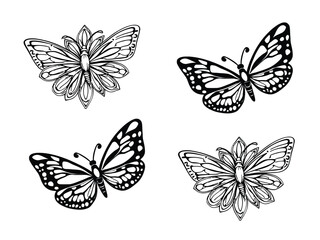 Butterfly silhouette vector and  logo icon of butterfly set
