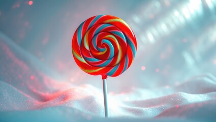 Lollipop in sweet red shades is set against a white background.