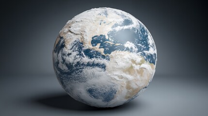 Pixelated Earth Globe on Gray Background