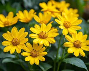Close-up of vibrant yellow flowers.
