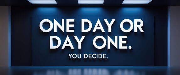 Text sign displaying One day or day one. Your choice.