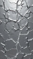  Shiny Metallic Silver Cracks in a 3D Cracked Stone Wall with a Modern Abstract Design