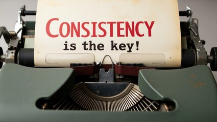 Typed words on a retro typewriter