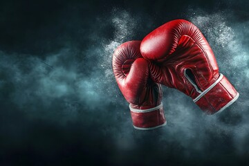 Intense Boxing Gloves in Action Against Dramatic Dark Background for Live Stream Event Poster