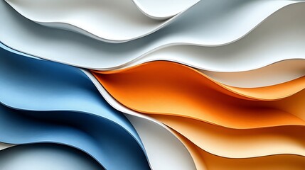 Abstract Wave Pattern in Blue Orange and White