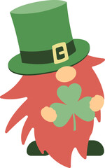 St. Patrick's Day gnome with leprechaun hat with shamrock leaf.