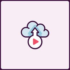 Creative digital media streaming icon design with cloud and play element