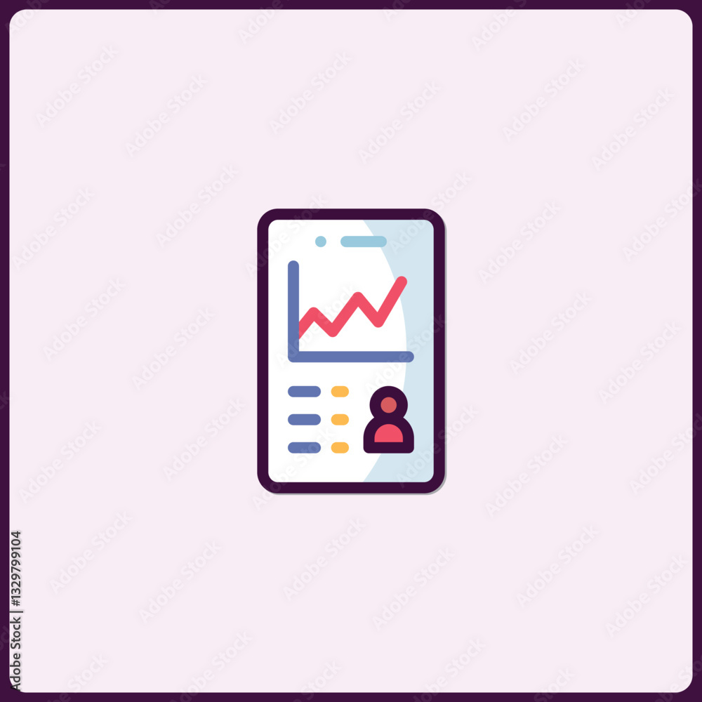 Poster stylized phone application interface displaying data and user profile icon