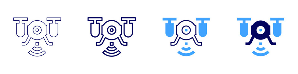 Camera drone icon in 4 different styles. Thin Line, Line, Bold Line, Duotone. Duotone style. Editable stroke