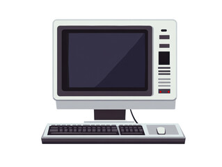 Fototapeta premium Vintage computer with keyboard and monitor on a white background