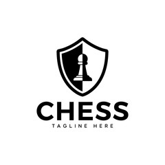 pawn logo design with shield, chess logo