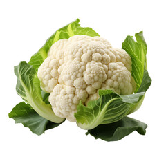 Cauliflower vegetable culture white fruit green leaves useful dietary healthy vitamin food object isolated on a transparent background png