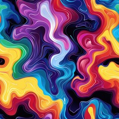 Obraz premium Colorful, abstract painting with a rainbow of colors and a wave-like pattern