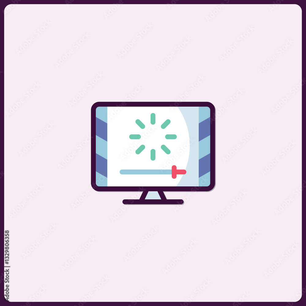 Poster Stylized computer monitor icon representing data loading or buffering stage