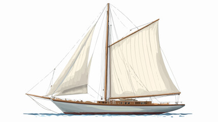 Obraz premium Illustration of a sailing yacht. Sailboat.