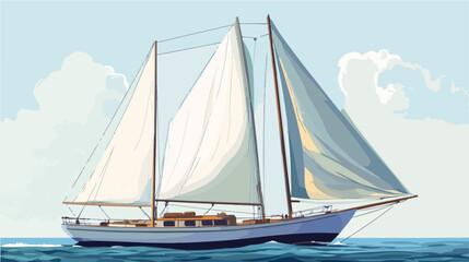 Fototapeta premium Illustration of a sailing yacht. Sailboat.