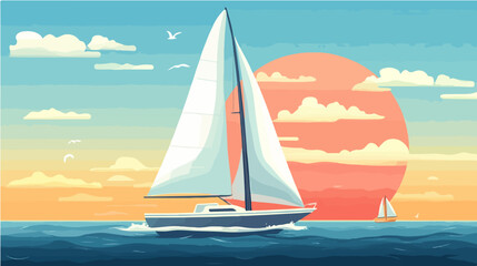 Naklejka premium Illustration of a sailing yacht. Sailboat.
