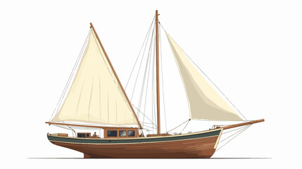 Obraz premium Illustration of a sailing yacht. Sailboat.
