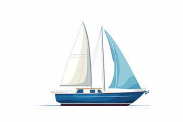 Illustration of a sailing yacht. Sailboat.