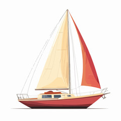 Fototapeta premium Illustration of a sailing yacht. Sailboat.