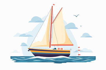 Fototapeta premium Illustration of a sailing yacht. Sailboat.