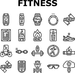 wearable fitness technology icons set vector