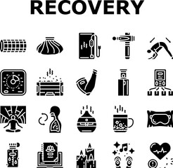 recovery wellness practices icons set vector