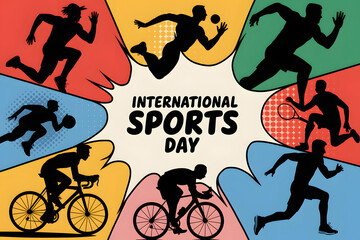 Dynamic Sports Silhouette Illustration for International Sports Day 