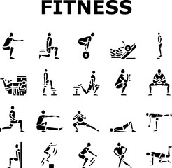 fitness exercises leg icons set vector