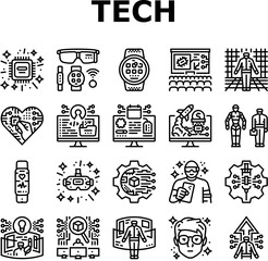 tech enthusiast geek nerd man icons set vector