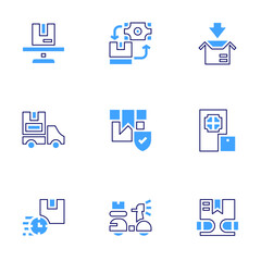 Delivery icon set. Bold line style. Duotone colors. Editable stroke. delivery, cashondelivery, deliveryservice, doordelivery, fastdelivery, motorcycle